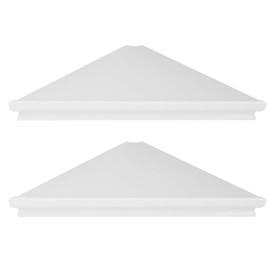 Evron Wall Mount Corner Shelf,Easy to Install Metal Front Floating Corner Shelf with Self-Adhesive Tapes,Wood Imitation Corner Shelves with Wire Pass Hole Pattern (White Set of 2)