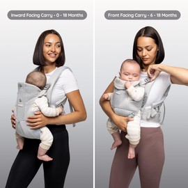 BABYGO® AirMesh™ Baby Carrier with Built-in Dribble Bib | from 0 to 18 Months | Adjustable, Lightweight and Breathable AirMesh™ Technology | Grey