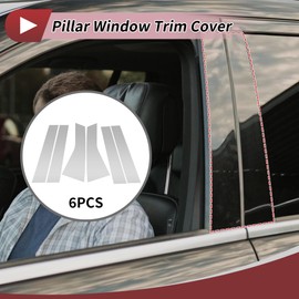 HEROFFIX 6 Pcs Door Pillar Window Trim for Ford Edge 2015-2020 Front Rear Left Right Anti Scratch Sticker Pillar Posts Door Outer Exterior Cover Silver Tone