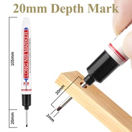MOWPOG 15 PCS Long Nose Nib Deep Hole Marker, Long Head 20mm Reach Markers Pen, Waterproof Quick-Dry Architectural Scriber Tool for Carpenter Woodworking, Construction, Metal Marking (Multicolor)