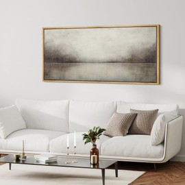 MUDECOR Extra Large Framed Canvas Print Wall Art Soft Neutral Tones Nature Wilderness Antique Retro Fine Art Illustrations Decorative Colorful Multicolor for Bedroom - 60"x30"