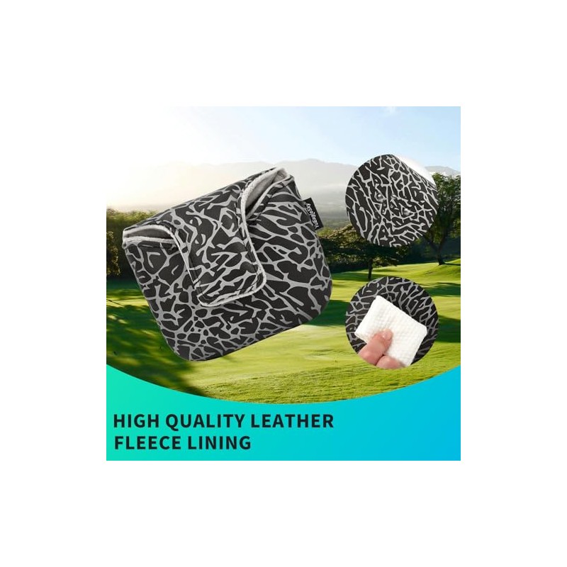 YuEagleSky Golf Club Mallet Putter Head Cover Black with Grey
