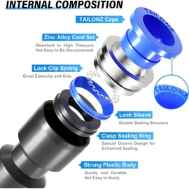 TAILONZ PNEUMATIC 1/4 Inch od Push to Connect Fittings Pneumatic Fittings Kit 8 Spliters+8 Elbows+8 tee+8 Straight +4 Male Straight NPT Thread +4 Male Elbow NPT Thread 40PCS