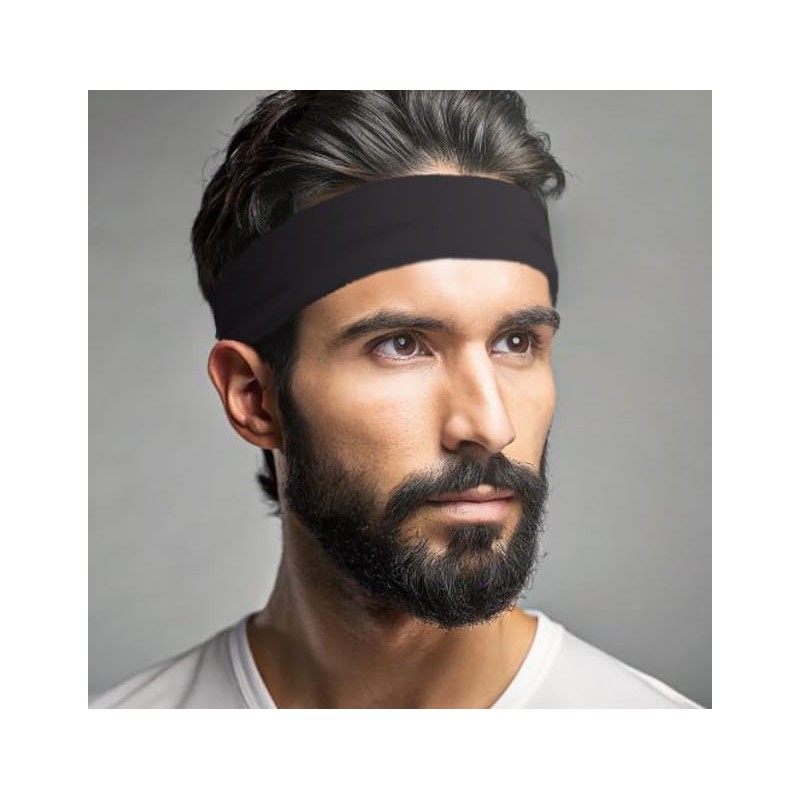 Simple Sports Headband - Sustainable, Double-Sided, Seamless, Elastic (Black &