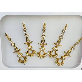 BBZ165 Gold Bindi Stone Diamante Forehead Sticker Wedding Fancy Tikka Indian Tattoos Party Face Gem Body Art