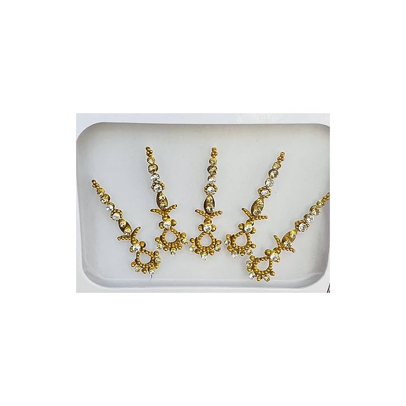 BBZ165 Gold Bindi Stone Diamante Forehead Sticker Wedding Fancy Tikka