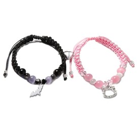 Magnetic Friendship Couple Bracelets 2 Pieces Magnetic Anime Pendant Bracelet Couple Bracelet Animal Kitty Magnetic Couples Bracelets Long Distance Relationship Bracelet for Boyfriend Girlfriend Best