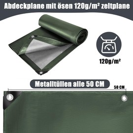 Tarpaulin Waterproof Tarpaulin with Eyelets, 120 g/m² PE Fabric Tarpaulin, Truck Tarpaulin Protection, Weatherproof, Dust, UV Tear-Resistant, Cover for Garden Furniture, Wood, Car, Boat, Roof,