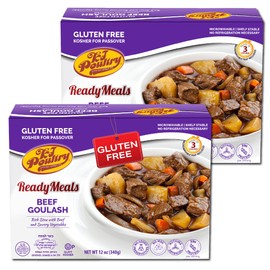 KJ Poultry Kosher for Passover Gluten Free Meals, Beef Goulash Stew with Vegetables (2 Pack) Prepared Entree Fully Cooked, Shelf Stable Microwave Dinner, Travel, Military, Camping, Emergency Survival