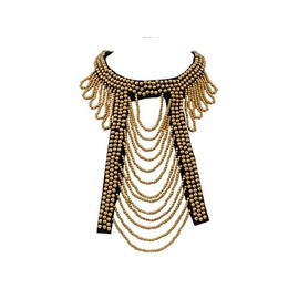 Alilang Women's Egyptian Tribal Ethnic Bohemian Golden Beaded Bib Collar Statement Necklace