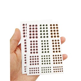 2D/3D/4D/5D Fishing Eyes Oval Pupil Fishing Lure Eye for Making Fishing Lure and Fly Tying (3D Red Green Orange)