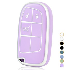 OFF WE GO Key Cover for Jeep Car Key Case for Cherokee Grand Renegad Compass Wrangler Dodge Challenger Dart Durango Journey Ram Fiat Dealer Car Key Case Key Box Purple