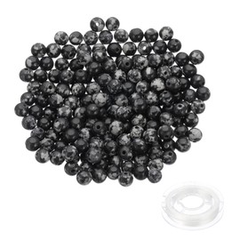 PATIKIL 6mm Natural Stone Beads, 200pcs Loose Round Gemstone Genuine Real Stone Spacer Crystal Beads with Crystal Stretch Cord for Jewelry Making DIY Charm Bracelets, Deep Red Black