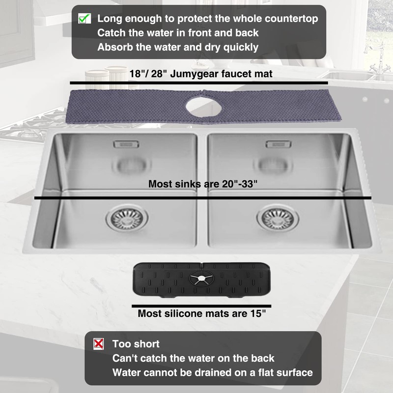 28'' Kitchen Faucet Absorbent Mat, Sink Splash Guard, Microfiber Faucet