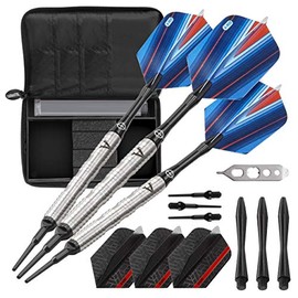 Viper Sidewinder Tungsten Soft Tip Darts Shark Fin Barrel 18 Grams and Casemaster Select Blue Nylon Dart Case