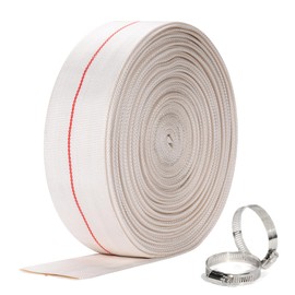 Pool Backwash Hose 4"x65.6 ft Heavy Duty PVC Discharge Hose for Swimming Pool with 2 Clamps General Purpose Lay-Flat Pump Drain Pipe for Garden Irrigation，White