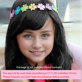 Kediciz Long Wig Stairght to Wavy Curly Full Wig With Bangs Synthetic Heat Resistant for Girls Adjustable,Black