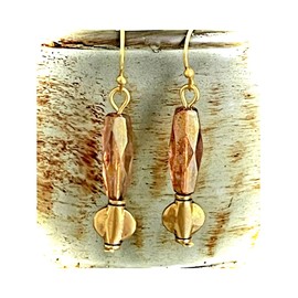 Gold and Champagne Crystal Bead Dangle Earrings. Jewelry Earrings for Women #3298FE3607