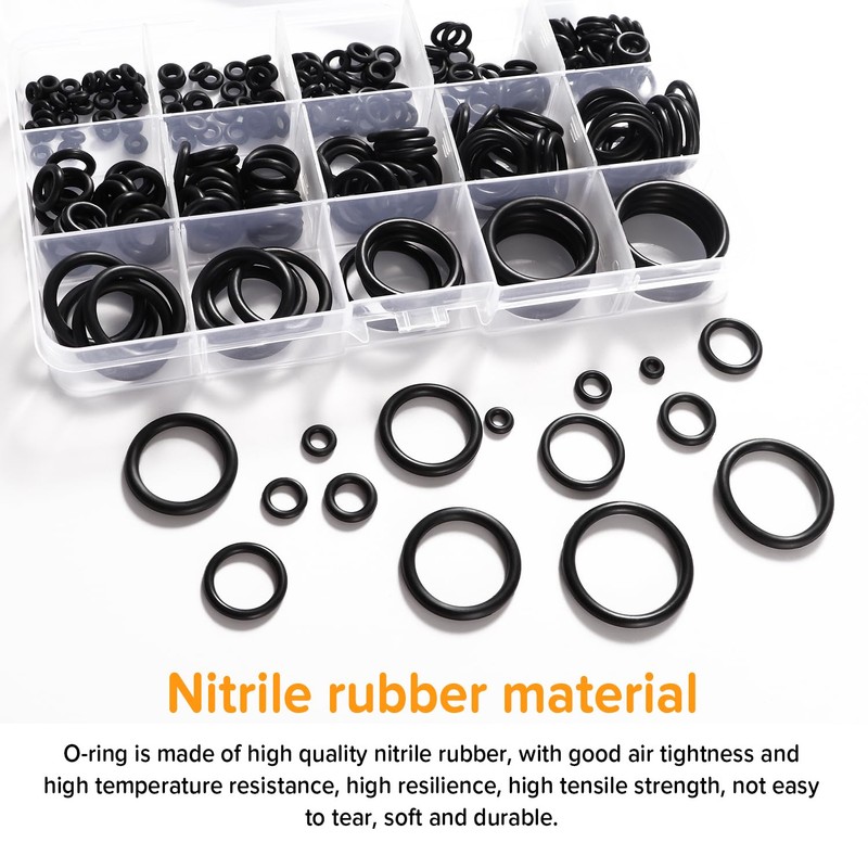 Lyeteung 260-PCS Nitrile Rubber O-Ring Assortment Kit - 15 Sizes,