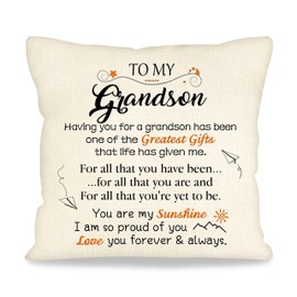 ACAROMAY to My Grandson Gift for Boy Decorative Throw Pillow Cover Gift for Grandson's Christmas Birthday Gift from Grandma Grandad Pillowcase 18x18 inches (Grandson)