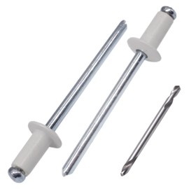 SKIR'CO Pack of 400 blind rivets painted 4.0 x 8 mm, aluminium pop rivets, drill included (grey white RAL 9002)