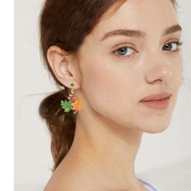 Thanksgiving Earrings Colorful Pinecone Sunflower Maple Leaf Dangle Earrings Cute Squirrel Hedgehog Turkey Earrings for Women Fall Thanksgiving Accessory (Maple Leaf Stud)