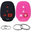 2Pcs Silicone 4 Buttons Key Fob Cover Remote Case Keyless