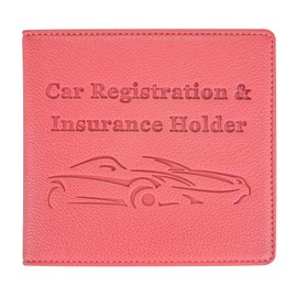 New Fashion Kingdom Car Registration and Insurance Holder, Premium PU Leather Vehicle Glove Box Car Organizer Men Women Wallet Accessories Case for ID, Driver's License - Pink