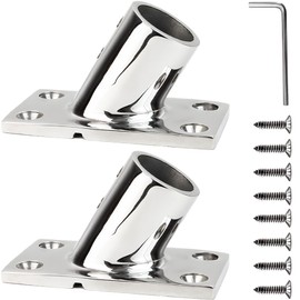 YANYUCB Boat Hand Rail Fittings,316 Stainless Steel Rectangular 60 Degree Boat Hand Rail Base,Tube Base with L Shape Hex Key and Screws(1 inch)