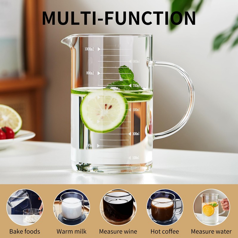 Unbreakable Glass Measuring Cup with V-Shaped Spout and Handle -
