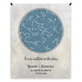 Lucky Tusk 1 Year Anniversary, Custom Star Map, Paper Gift, Constellation, Written in the Stars, Night Sky Print, Astrology Gift, Star Chart #1739,