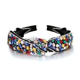 EVER FAITH Rhinestone Headband for Women Sparkly Crystal Padded Wide Headbands Bow Hairpiece Multicolor Black Tone, Crystal, No gemstone