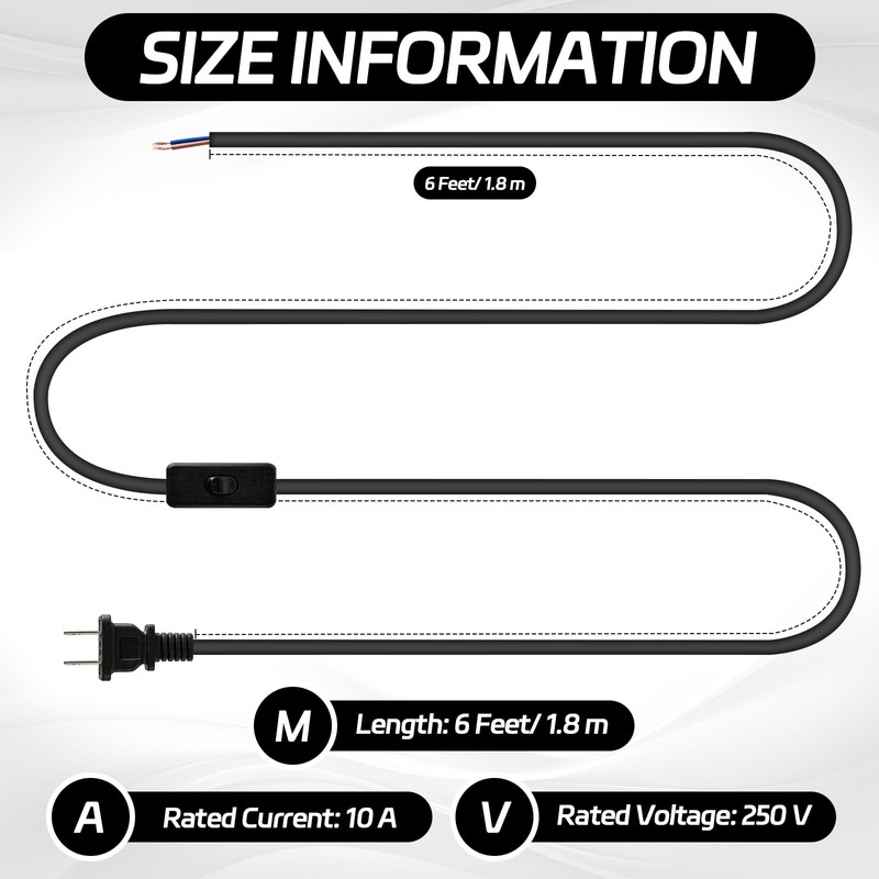 Conderyang 12 Packs Lamp Cord Set with Molded End Plug