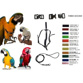 Black Adjustable Chest Strap for Parrots Size Elastic 10mm 2 Adjustable Steel Fasteners Leash 3mm Black PR
