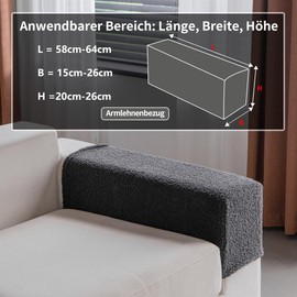 OHSIO Sofa Cover - Highly Elastic, Non-Slip Seat Cushion Cover - Washable, Pet-friendly Sofa Cover for Couch, Durable (Dark Grey, 1 x Armrest Cover)