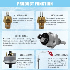 lingsee Pool Heater Repair Kit Compatible for Pentair MasterTemp & Max-E-Therm Pool Heaters Includes Stack Flue Sensor Thermistor & Switch, 42001-0063S High Limit Switch Replacement