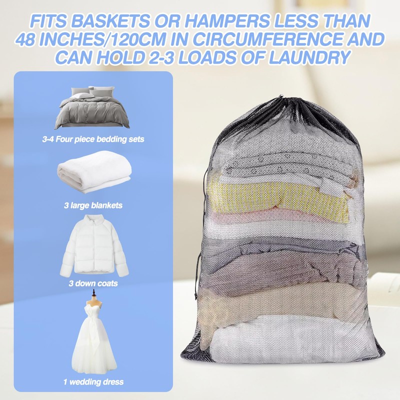Mesh Laundry Bags, 2 Pcs Laundry Net Bags, 60 x
