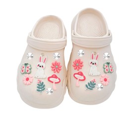 tikono Shoes Charms Decoration for Girls, 18PCS Sparkling Shoe Charms, Bling Accessories for Woman, Bunny Flower Butterfly Mushroom Charms Decorations for Shoes, Party Favors Birthday Gifts