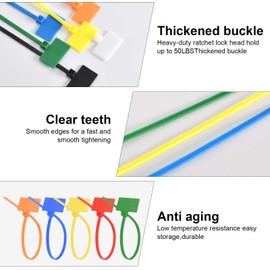 Pack of 250 Strong Cable Tie Tags, Plastic Cable Ties, Colourful Cable Tie Labels, Cable Ties with Labelling Field, for Clothing Logistics Luggage Transport (Black)