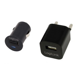 LogiLink PA0076 USB-Reiseadapter Set schwarz