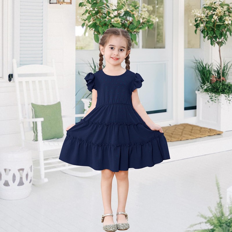 TATAKERI Toddler Baby Girls Dress Solid Little Girl Summer Dress