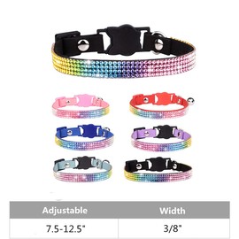 WDPAWS Cat Collar Breakaway Bling Diamond Rhinestone with Bell Adjustable for Cats and Kitten Girl boy (Pink)
