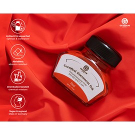 Indelible Ink, Red, with Converter, Certified According to DIN ISO 12757-2, 30 ml