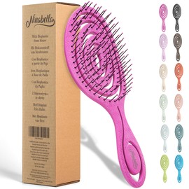 Ninabella Organic Detangling Hair Brush for Women, Men & Children - Does not Pull on Hair - Hair Straightening Brushes for Straight, Curly & Wet Hair - Unique Spiral Hairbrush Pink Delight