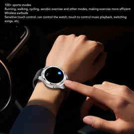 Smart Watch, Answer and Make Calls, HD Screen Fitness Tracker Music Player Smart Watch with Earbuds, Fitness Watch for Android iOS (Silver)