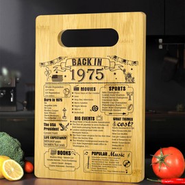 50th Birthday Gifts For Women or Men, Back In 1975 Cutting Board 50th Birthday Decorations, 50 Year Old Anniversary Birthday Gifts