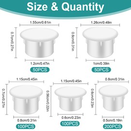 LHOEST Pack of 500 Cover Caps for Drill Holes, Cover Caps for Screws Made of Plastic, Screw Cover, White, Drill Hole Cover Caps (5 mm/6 mm/8 mm/10 mm/12 mm) for Nail Holes