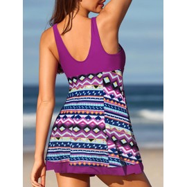 MiYang Women's Plus Size Printing Padded High Waist Swimdress Candyland X-Large