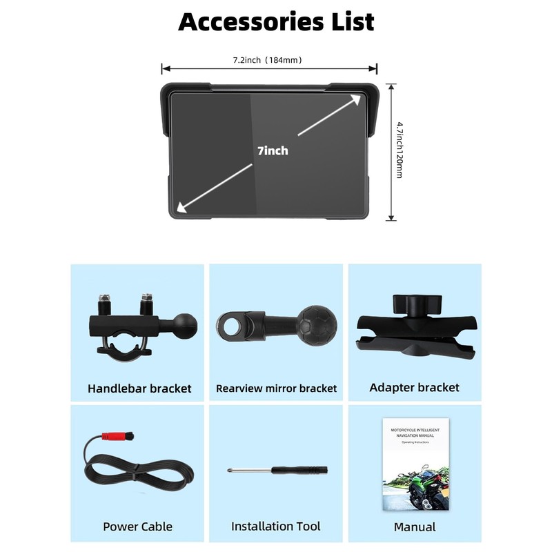 2025 Motorcycle CarPlay Screen & Android Auto 7" Wireless Portable