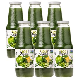 IOS Love Organic Juice - USDA Organic Certified - Cold Pressed, No Added Sugar, No Water, No Artificial Colors, No Preservatives, No Flavors Added, No Gluten - 33.8 Fl Oz (Green, Pack of 6)